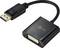 'Displayport-zu-DVI-Adapter' mit schwarzem Kabel, Displayport-Stecker links, DVI-Buchse rechts. Markenname 'goobay' sichtbar.