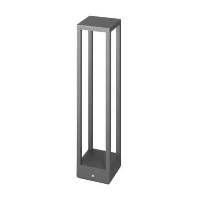 Graue, moderne Outdoor-Stehleuchte in rechteckigem Design. Schlank und minimalistisch, ideal zur Beleuchtung von Gehwegen oder Gärten.
