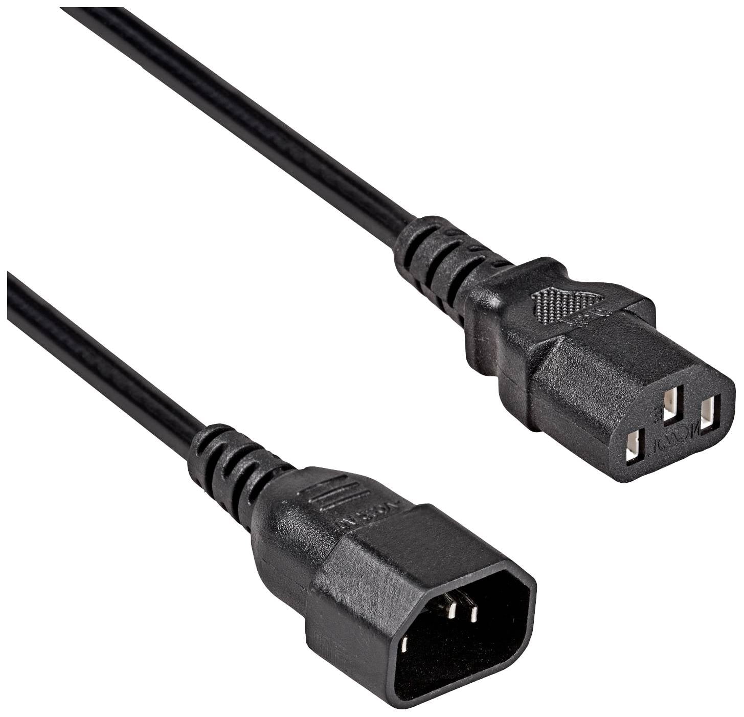 Akyga Strom Anschlusskabel [1x Kaltgeräte-Stecker C14 - 1x Kaltgeräte-Buchse C13] 3 m Schwarz