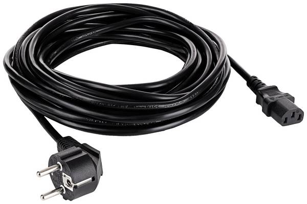 Akyga Strom Anschlusskabel [1x Schutzkontakt-Stecker - 1x Kaltgeräte-Buchse C13] 10 m Schwarz