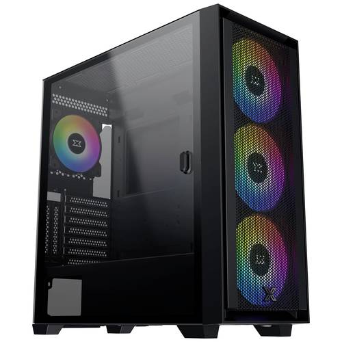 Xigmatek Anubis Pro 4FX Midi-Tower PC-Gehäuse Schwarz 4 vorinstallierte Lüfter, Seitenfenster