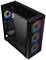 PC-Gehäuse mit drei vorderen und einem hinteren RGB-Lüfter. Geräumiges Inneres für Hardware-Installation.