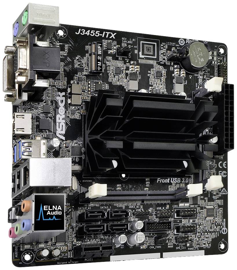 ASRock J3455-ITX - Motherboard - Mini-ITX - Intel Celeron J3455 - USB 3.0 - Gigabit LAN - Onboard-Grafik - HD Audio (8-K-2