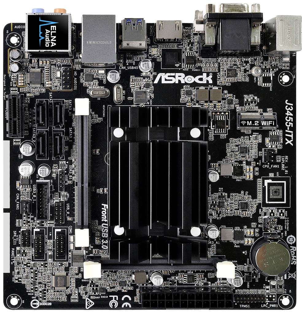 ASRock J3455-ITX - Motherboard - Mini-ITX - Intel Celeron J3455 - USB 3.0 - Gigabit LAN - Onboard-Grafik - HD Audio (8-K-3
