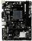 Eine schwarze AM4-Motherboard-Platine mit USB-Anschluss, RAM-Steckplätzen und CPU-Sockel. Unterstützt verschiedene Erweiterungs- und Stromanschlüsse.