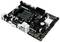 Das Bild zeigt eine schwarze Computer-Motherboard-Platine mit verschiedenen Anschlüssen und einem zentralen Prozessorplatz.