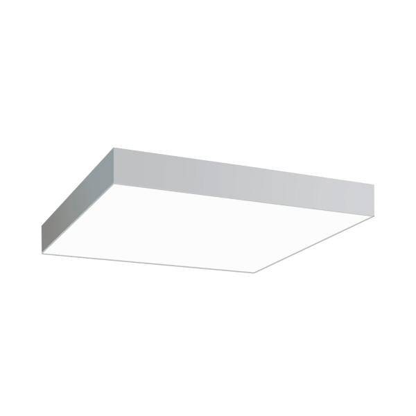 Eine rechteckige LED-Deckenleuchte mit schlichtem, modernem Design, weißer Oberfläche, geeignet für Innenräume.