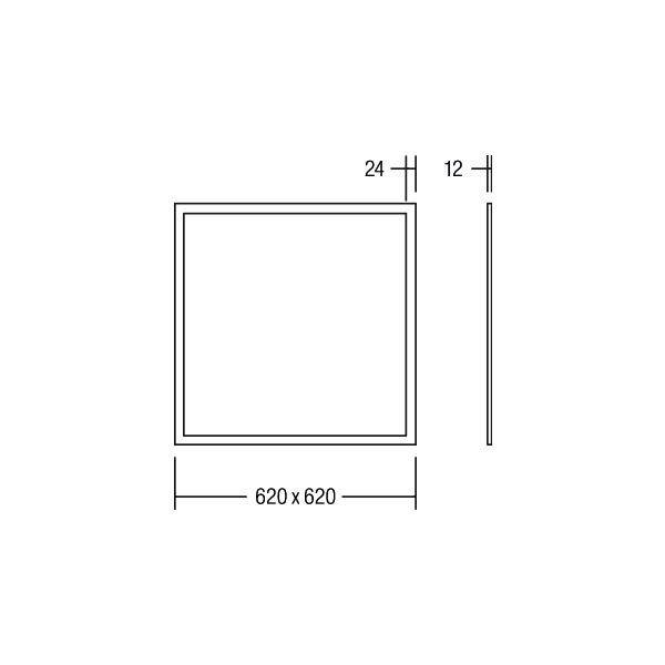 Quadrat mit den Maßen 620 x 620, Rahmenstärke 24, Tiefe 12.