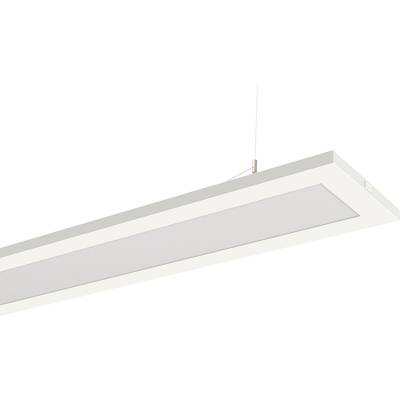 Hängende rechteckige Deckenleuchte mit weißem Rahmen, schlichtes Design, eignet sich für moderne Innenräume.