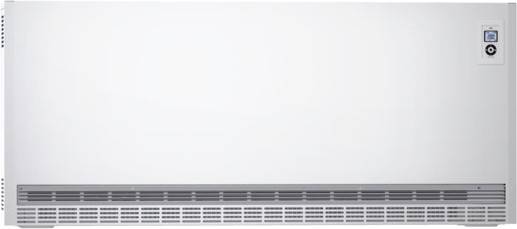 Eine weiße Klimaanlage mit einem digitalen Display rechts oben, zeigt Temperatur- und Einstellungsoptionen.