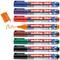 Diverse farbige Whiteboardmarker der Marke Edding 360, inklusive Orange, Blau, Violett, Braun, Grün, Rot und Schwarz, mit Kappen.