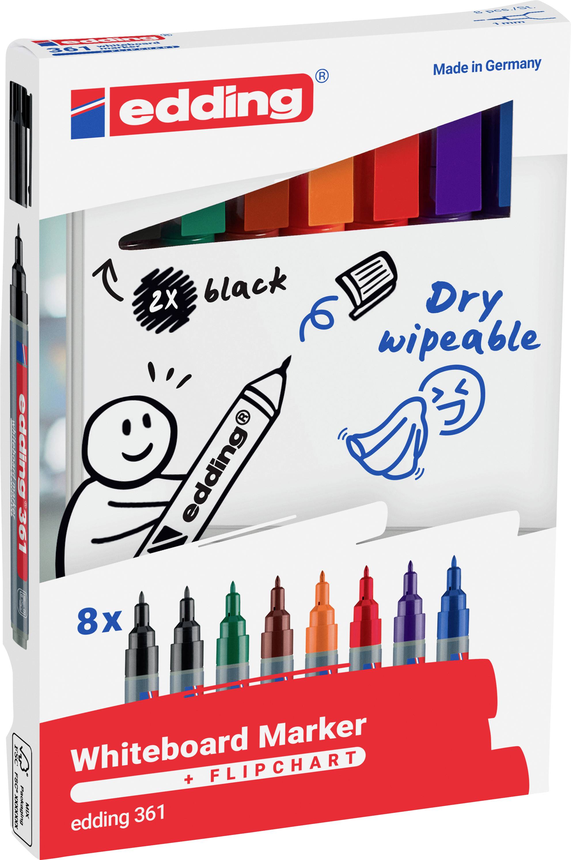 Edding 4-361-8-S2999 Whiteboardmarker Set Schwarz, Rot, Blau, Grün, Orange, Braun, Violett 8 St.