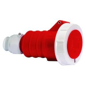 Roter, zylindrischer Adapterstecker mit weißem Ende, geeignet für industrielle und mechanische Anwendungen.