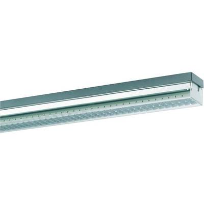 Eine längliche Deckenleuchte mit rechteckigem Metallrahmen und integrierten Leuchtdioden (LEDs), geeignet für Büro- oder Gewerberäume.