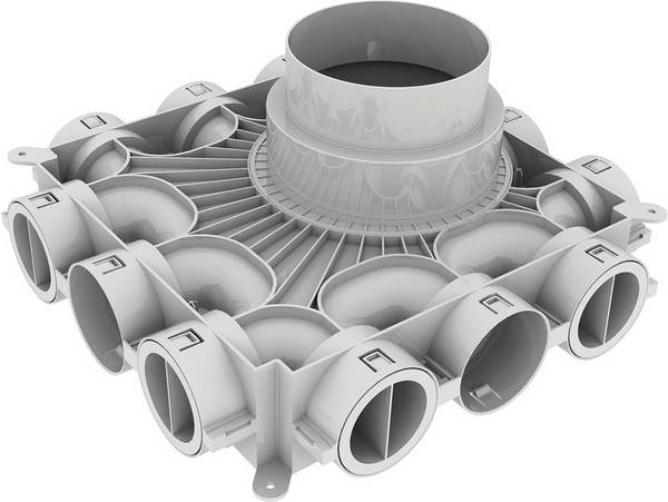Vaillant Niedrigbau-Luftverteiler für Luftschlauch rund 75/62mm, 0020231945