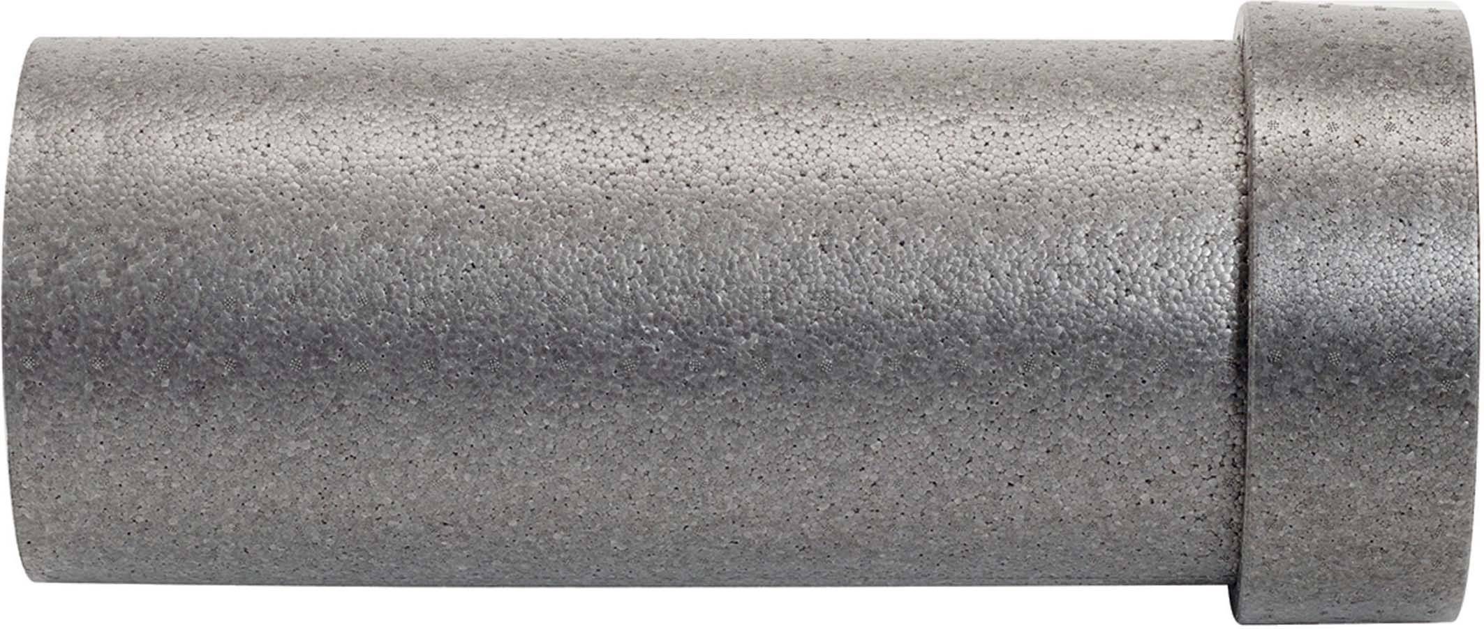 Ein zylindrisches Metallteil mit strukturiertem Finish. Es hat einen erkennbaren Rand an einem Ende.