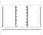 Ein Diagramm zeigt ein horizontales Layout mit drei gleich großen, rechteckigen Panels, die nebeneinander angeordnet sind.