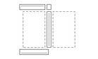 Ein einfaches Diagramm zeigt zwei parallele Rechtecke mit gestrichelten Linien und drei rechteckige Objekte dazwischen.