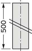 Diagramm zeigt ein vertikales Rechteck mit schrägen Linien und der Beschriftung '500' auf der linken Seite.