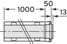 Technische Zeichnung eines zylindrischen Bauteils mit Maßen: Länge 1000 mm, Durchmesser 50 mm, Wandstärke 13 mm.