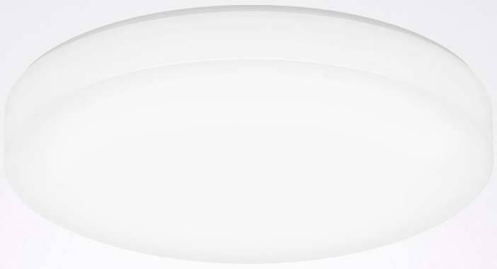 Eine weiße, runde Deckenleuchte mit schlichtem Design, passend für moderne Wohnräume.