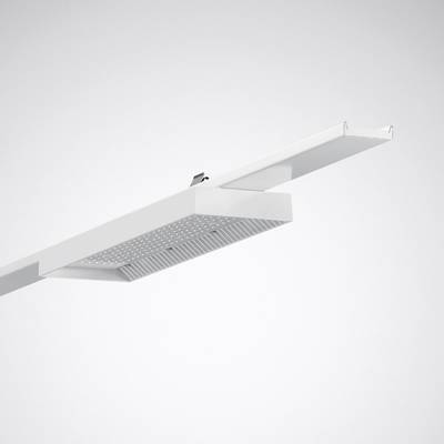 Eine moderne weiße Deckenleuchte mit rechteckiger Form und einem minimalistischen Design gegen einen neutralen Hintergrund.
