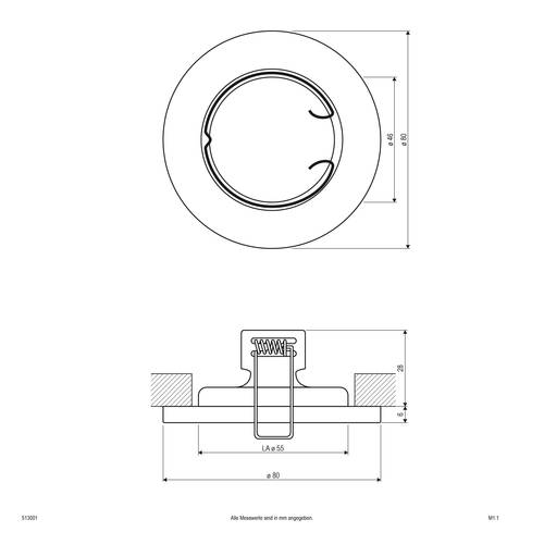 EVN 513001 513001 Einbauring Halogen ohne 50 W Weiß