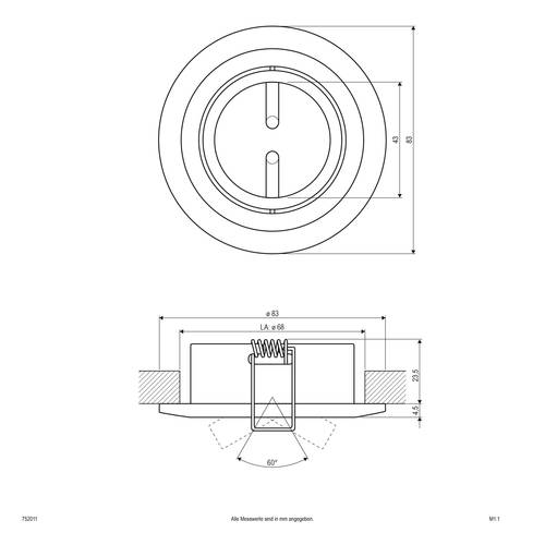 EVN 752011 752011 Einbauring Halogen ohne 50 W Chrom