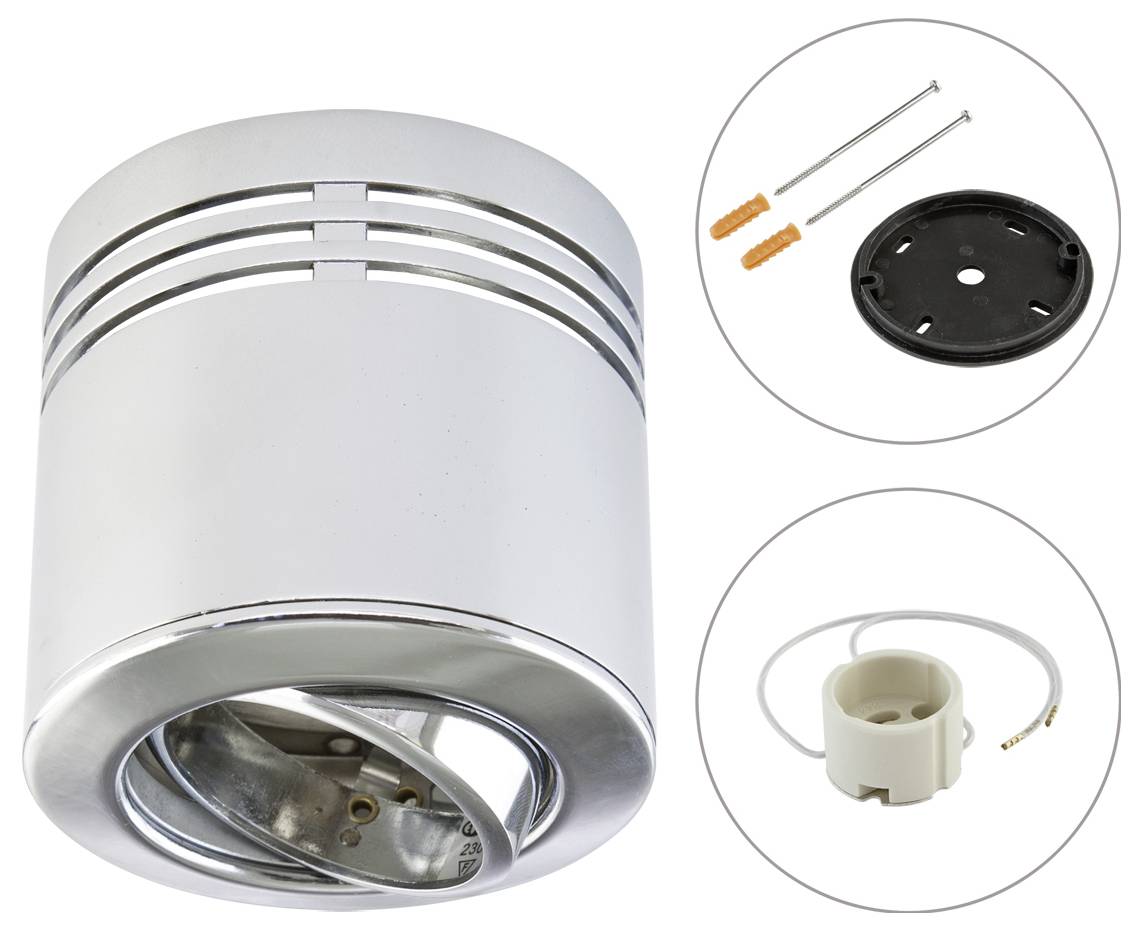 EVN 753811 753811 Aufbauleuchte Hochvolt-Halogenlampe GU10 50 W Chrom-1