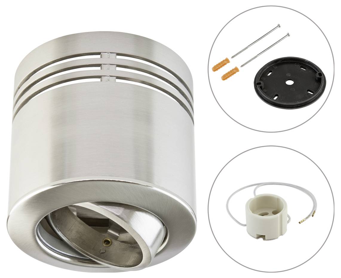 EVN 753813 753813 Aufbauleuchte Hochvolt-Halogenlampe GU10 50 W Chrom-1