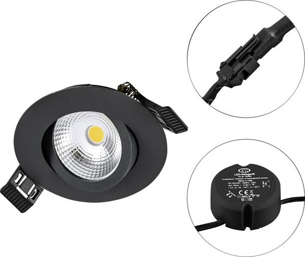 EVN S060902 S060902 LED-Einbauleuchte   LED LED fest eingebaut 6 W Schwarz
