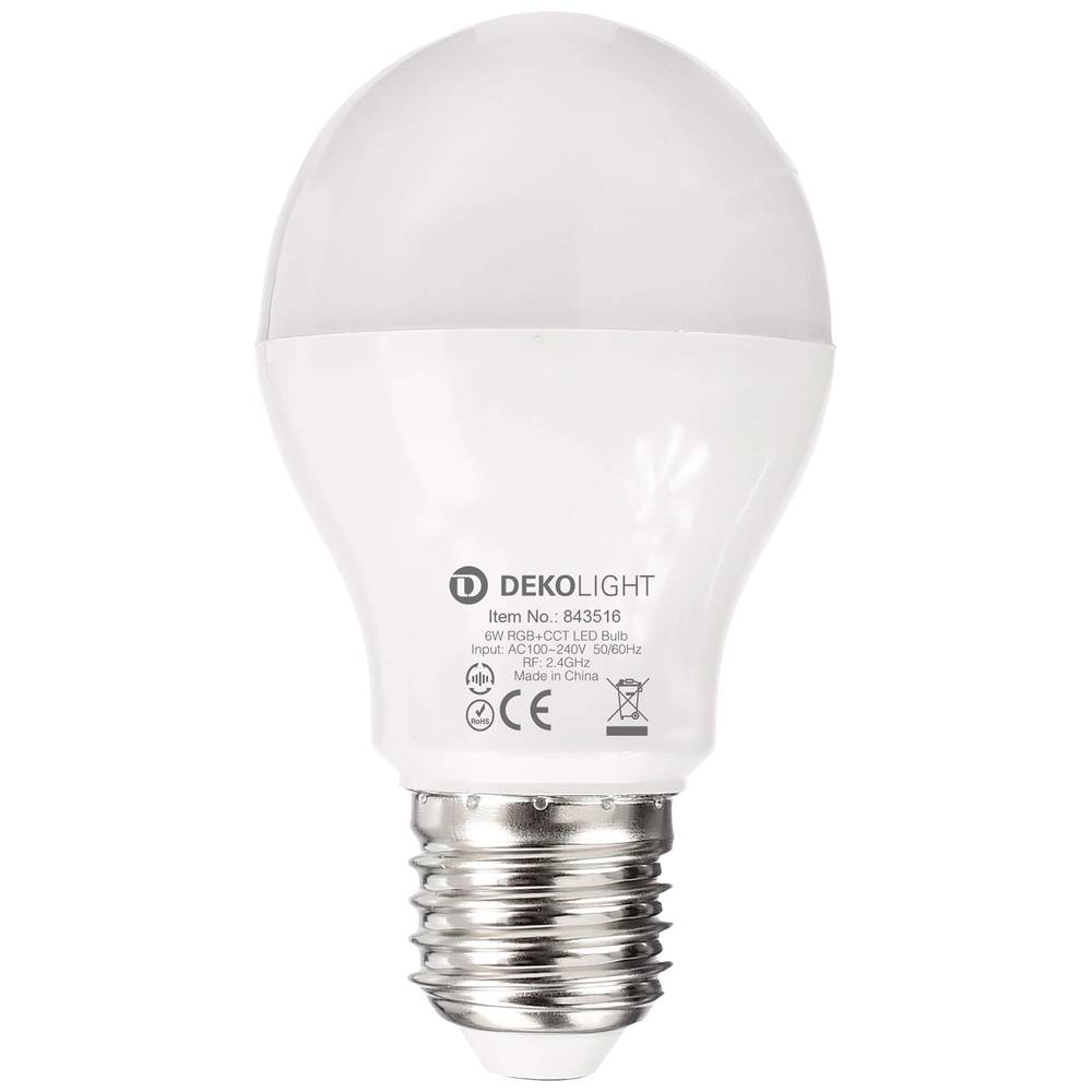 Deko Light 843516 LED-lamp Energielabel F (A - G) E27 Peer 6 W RGB, Warmwit tot koudwit (Ø x l) 57 mm x 100 mm Besturing via App, Dimbaar 1 stuk(s)