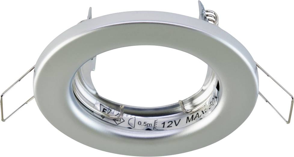 'Zeichnung eines Einbauleuchtengehäuses: Oben Ansicht von oben, Durchmesser 80 mm. Unten Schnittansicht, Einbautiefe 28 mm, Lochmaß 55 mm.'