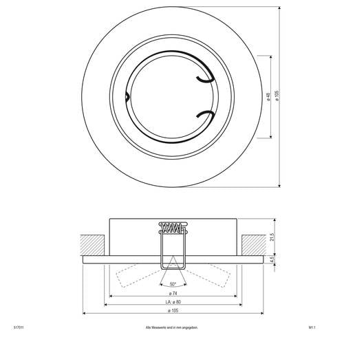 EVN 517011 517011 Einbauring Halogen ohne 50 W Chrom