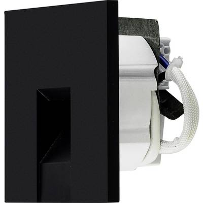 Technische Zeichnung einer elektrischen Bauteilschnittstelle mit Abmessungen und Anschlüssen, Ansicht von oben und Seite.