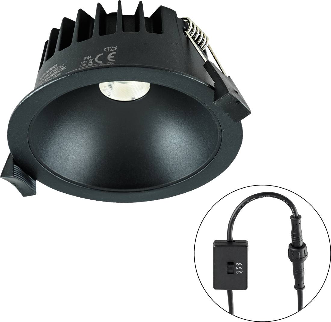 EVN C54N10090925 C54N10090925 LED-Einbauleuchte LED LED fest eingebaut 10 W Schwarz-1