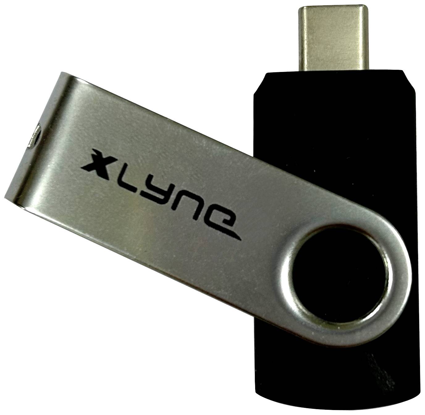 Ein USB-Stick mit der Aufschrift 'XLYNE'. Der USB-Stecker ist vom Typ-C, geeignet für Datenspeicherung und -übertragung.