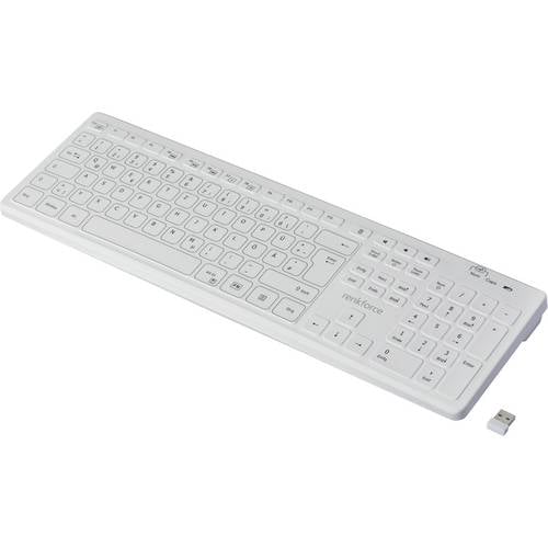 Renkforce RF-WRK-300 Kabellos Hygiene-Tastatur Deutsch, QWERTZ Weiß (matt) Spritzwassergeschützt