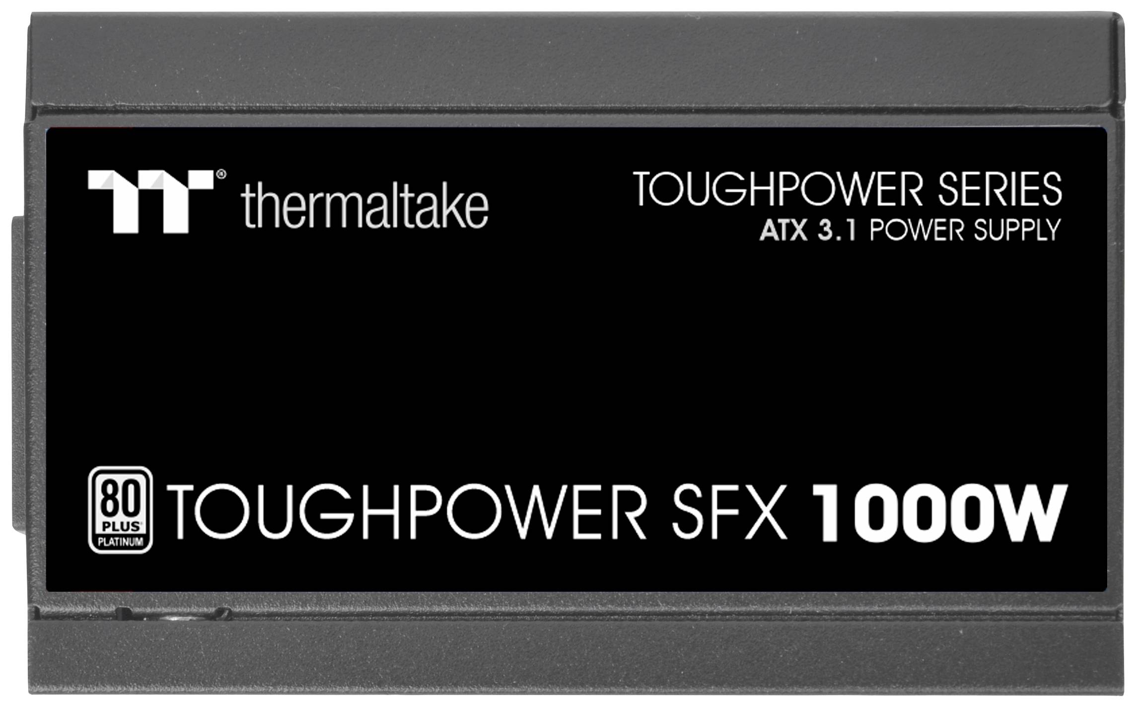 'Netzteil Toughpower SFX 1000W von Thermaltake, Teil der Toughpower-Serie, ATX 3.1, 80 Plus Platinum zertifiziert.'