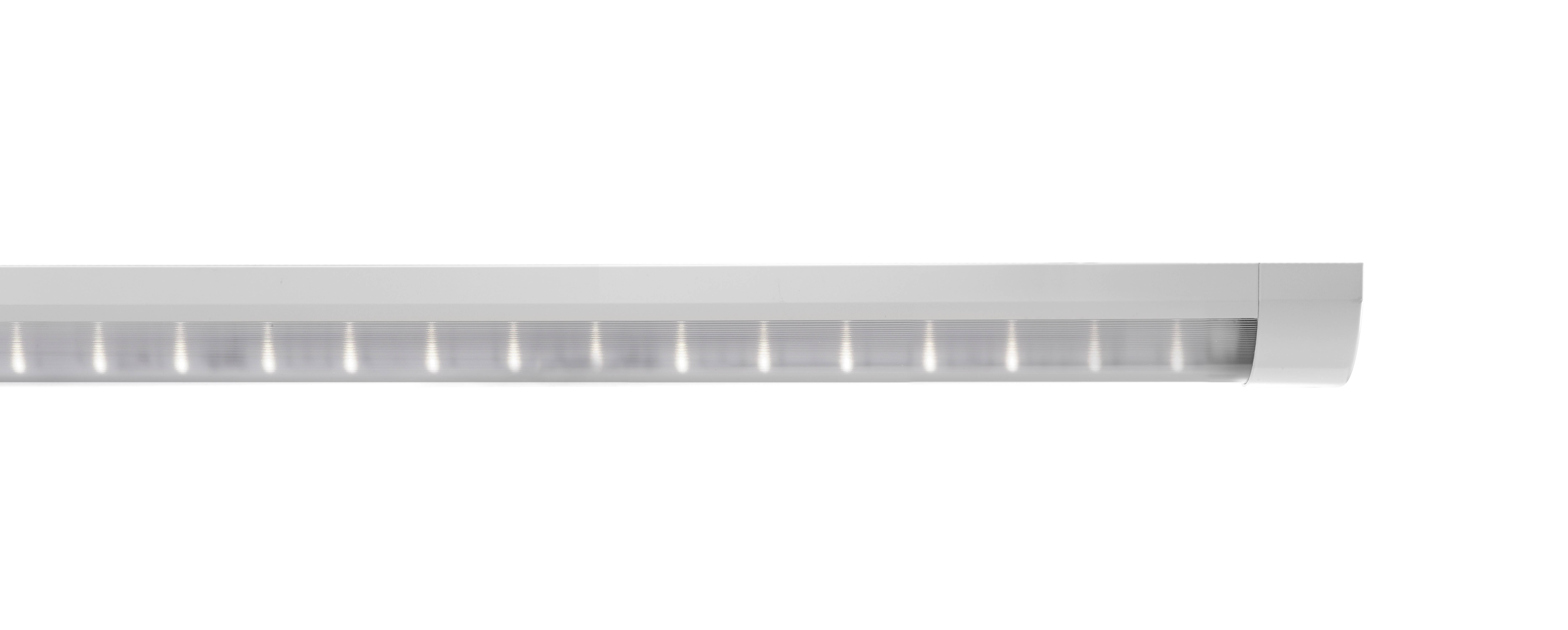Lange LED-Leuchte mit rechteckigem, schlankem Design, geeignet für moderne Innenbeleuchtung.