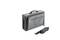 Graue Laptoptasche mit Tragegriff und abnehmbaren Schultergurt vor weißem Hintergrund. Markenlogo an der Seite.