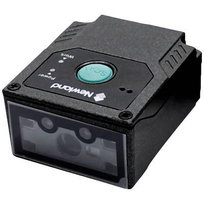 Ein rechteckiges elektronisches Gerät mit einem grünen Knopf und mehreren Linsen, vermutlich ein Scanner oder Sensor.