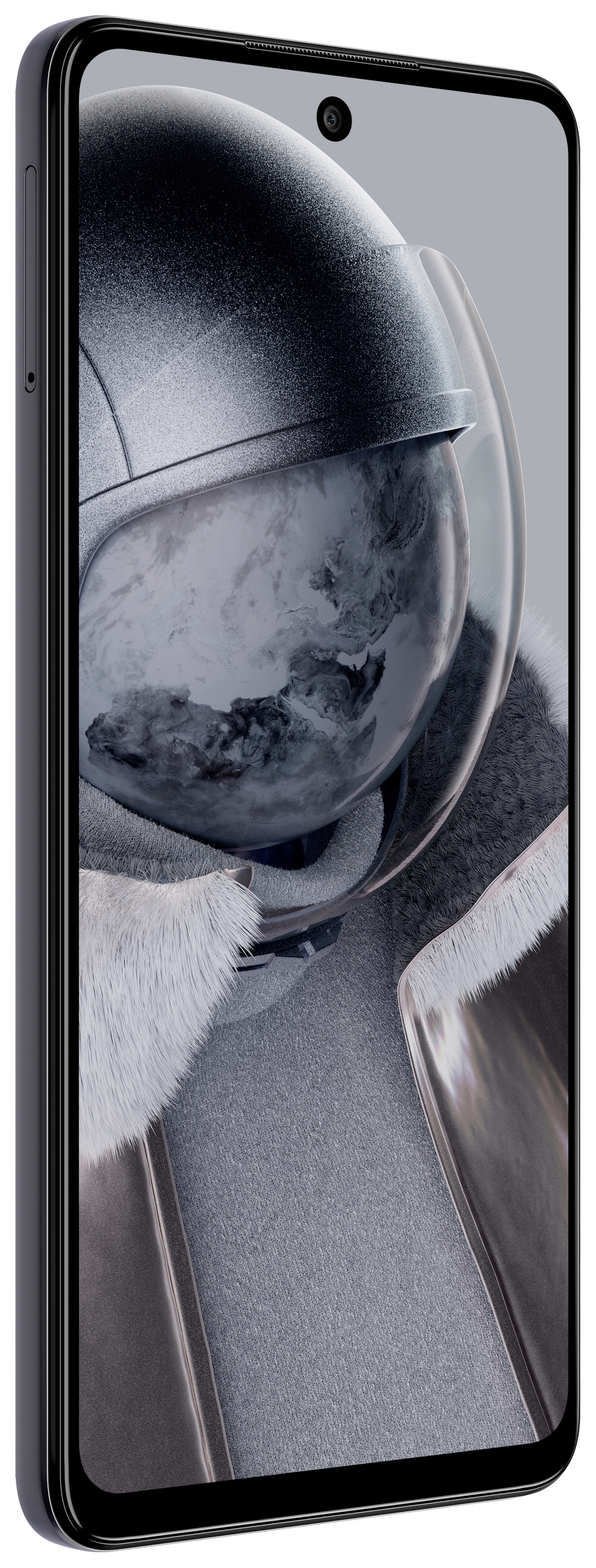 Smartphone mit Bild eines stilisierten Astronauten im Helm auf dem Bildschirm.