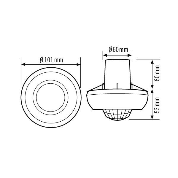 ESYLUX EB10431715 Unterputz Decken-Bewegungsmelder 360 ° Relais Weiß IP40