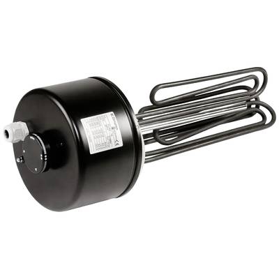 Ein elektrisches Heizgerät mit einem zylindrischen schwarzen Gehäuse und Heizstäben. Eignet sich zur Erwärmung von Flüssigkeiten.
