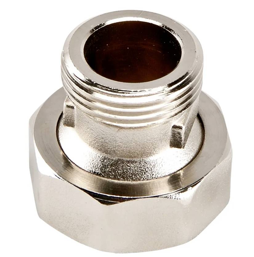 Metallische sechskantmutter mit Innengewinde. Glänzende Oberfläche, geeignet für mechanische Verbindungen.
