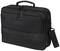 Schwarze Laptoptasche mit mehreren Fächern und einem Schultergurt, geeignet für den Transport von elektronischen Geräten und Dokumenten.