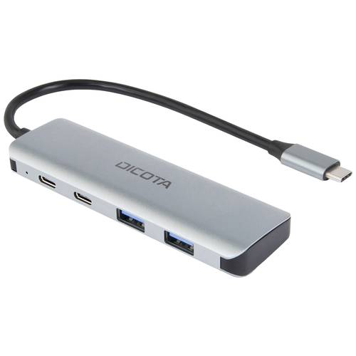 Thumbnail - Dicota Zubehör PC 4 Port USB-C® (USB 3.2 Gen 2) Multiport Hub mit Aluminiumgehäuse, mit USB-C® Stecker Silber