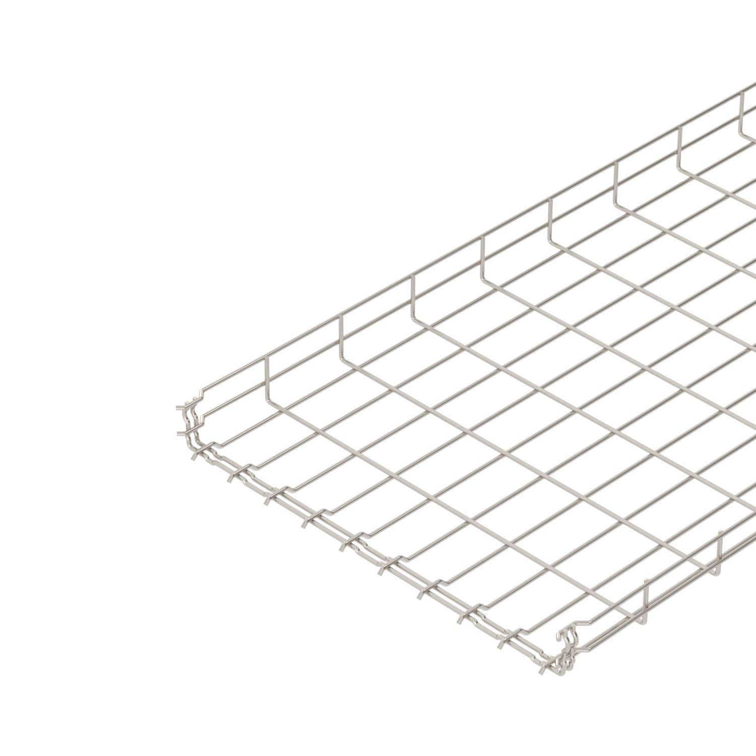 Ein silberfarbenes Metallgitter liegt schräg auf einer weißen Oberfläche.
