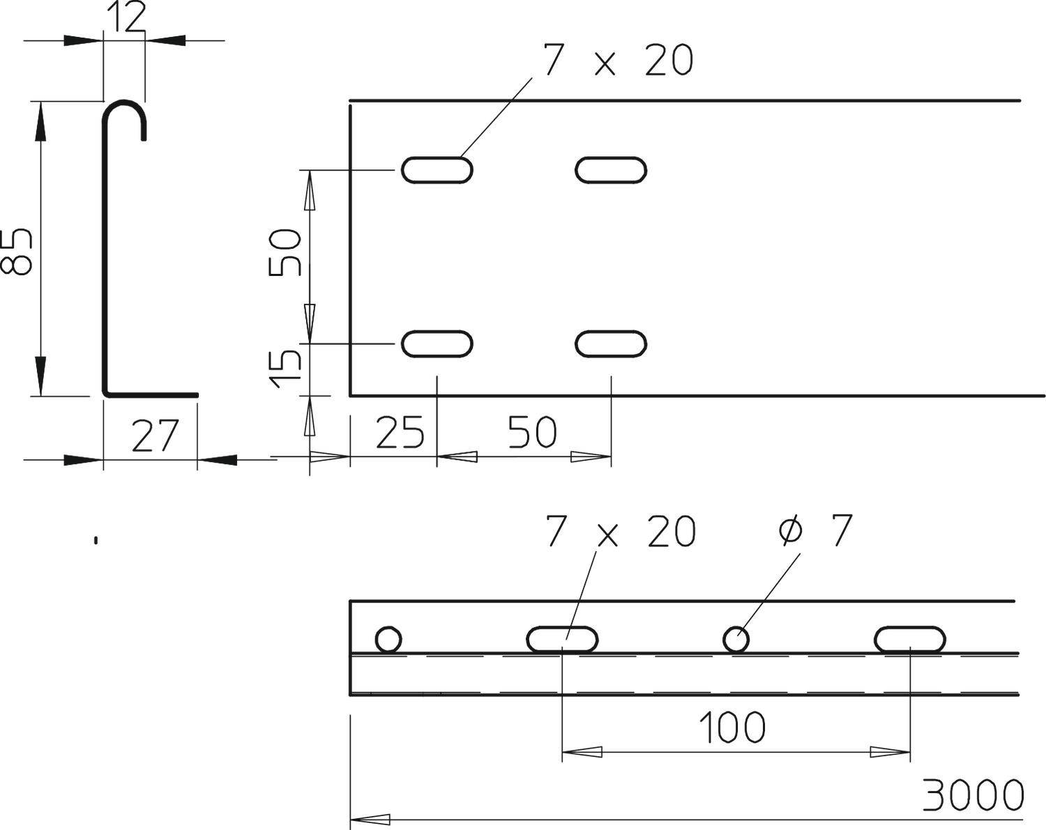 OBO Bettermann 6479880 Trennsteg 1 m Grau